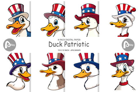 Digital Paper Duck Patriotic Digital Pattern artnoy 