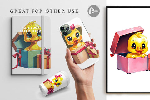 Digital Paper Duckling Gift Digital Pattern artnoy 