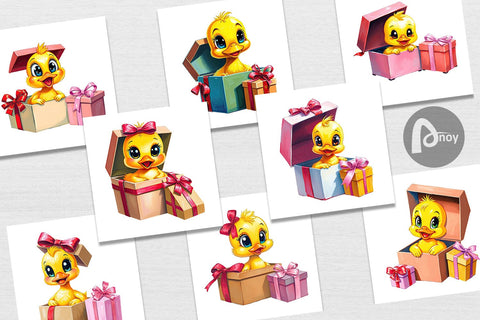 Digital Paper Duckling Gift Digital Pattern artnoy 