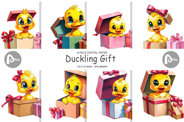 Digital Paper Duckling Gift Digital Pattern artnoy 