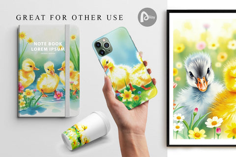 Digital Paper Ducklings in Spring Digital Pattern artnoy 