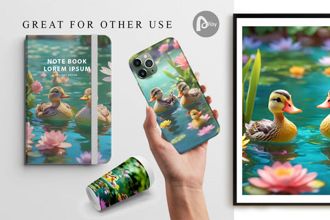 Digital Paper Ducks Swimming Digital Pattern artnoy 