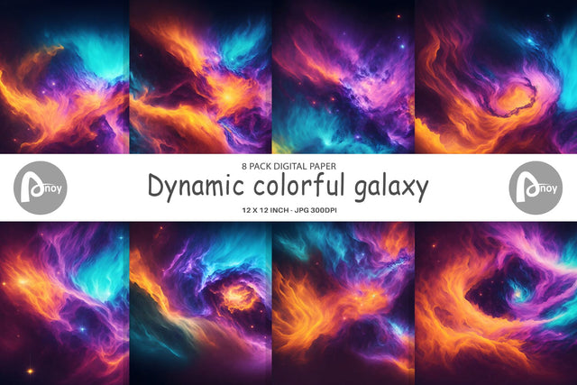 Digital Paper Dynamic colorful galaxy Digital Pattern artnoy 