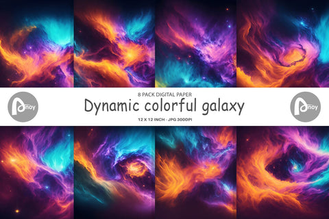 Digital Paper Dynamic colorful galaxy Digital Pattern artnoy 