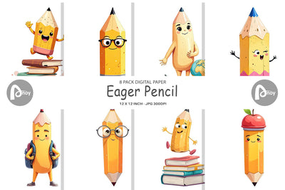 Digital Paper Eager Pencil Digital Pattern artnoy 