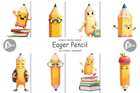 Digital Paper Eager Pencil Digital Pattern artnoy 