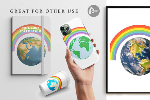 Digital Paper Earth with a Rainbow Digital Pattern artnoy 