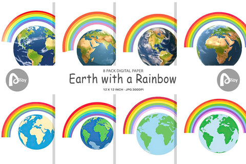 Digital Paper Earth with a Rainbow Digital Pattern artnoy 