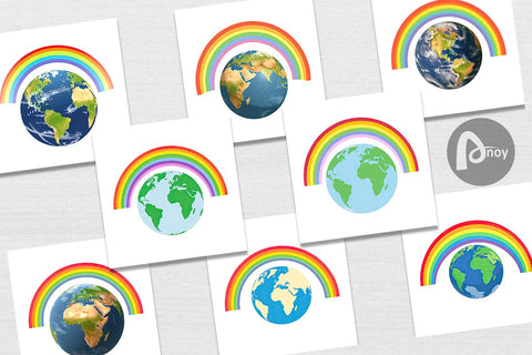 Digital Paper Earth with a Rainbow Digital Pattern artnoy 