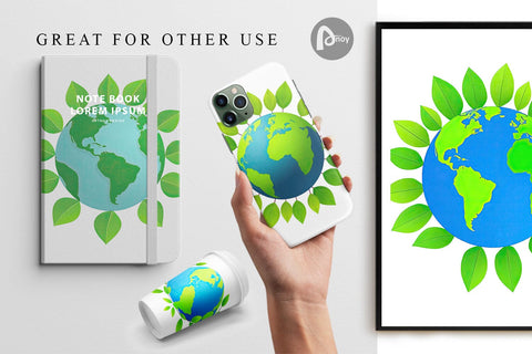 Digital Paper Earth with Leaves Digital Pattern artnoy 