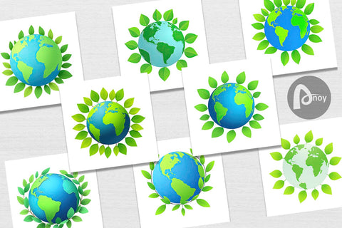 Digital Paper Earth with Leaves Digital Pattern artnoy 