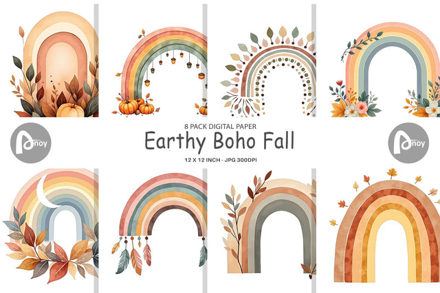 Digital Paper Earthy Boho Fall Digital Pattern artnoy 