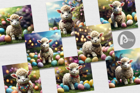 Digital Paper Easter Baby Sheep Digital Pattern artnoy 