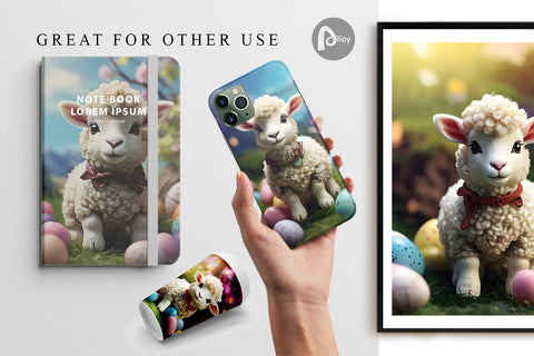 Digital Paper Easter Baby Sheep Digital Pattern artnoy 