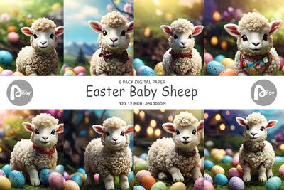 Digital Paper Easter Baby Sheep Digital Pattern artnoy 