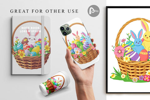 Digital Paper Easter Basket Digital Pattern artnoy 