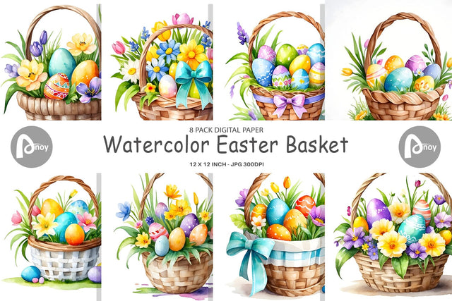 Digital Paper Easter Basket Digital Pattern artnoy 