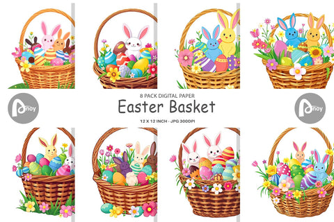 Digital Paper Easter Basket Digital Pattern artnoy 
