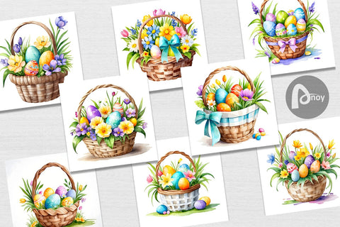Digital Paper Easter Basket Digital Pattern artnoy 