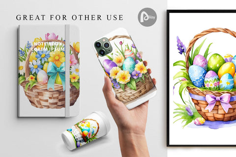 Digital Paper Easter Basket Digital Pattern artnoy 