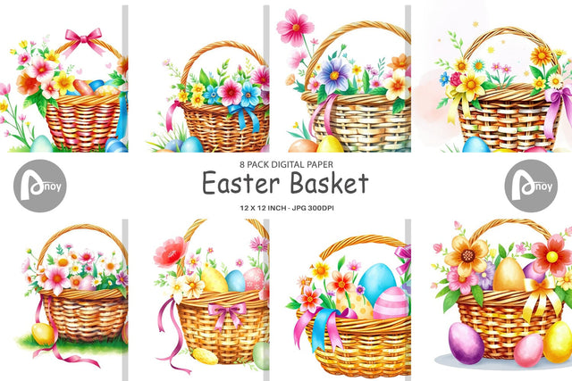 Digital Paper Easter Basket Digital Pattern artnoy 