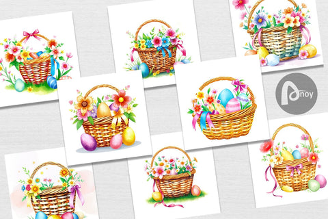 Digital Paper Easter Basket Digital Pattern artnoy 