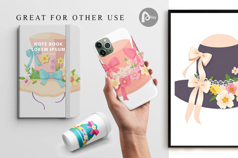 Digital Paper Easter Bonnet Digital Pattern artnoy 