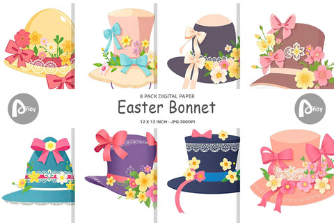 Digital Paper Easter Bonnet Digital Pattern artnoy 