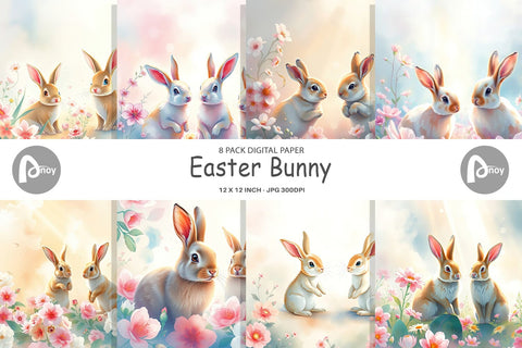 Digital Paper Easter Bunny Digital Pattern artnoy 