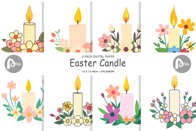 Digital Paper Easter Candle Digital Pattern artnoy 