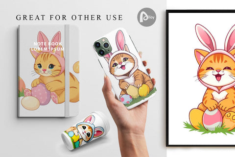 Digital Paper Easter Cat Digital Pattern artnoy 