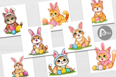 Digital Paper Easter Cat Digital Pattern artnoy 