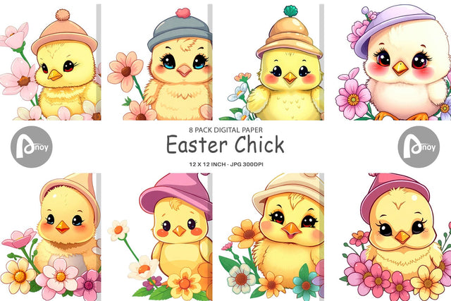 Digital Paper Easter Chick Digital Pattern artnoy 
