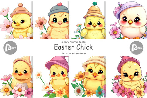 Digital Paper Easter Chick Digital Pattern artnoy 