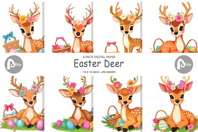Digital Paper Easter Deer Digital Pattern artnoy 