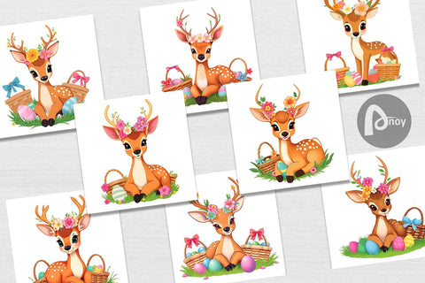 Digital Paper Easter Deer Digital Pattern artnoy 