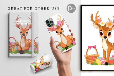 Digital Paper Easter Deer Digital Pattern artnoy 