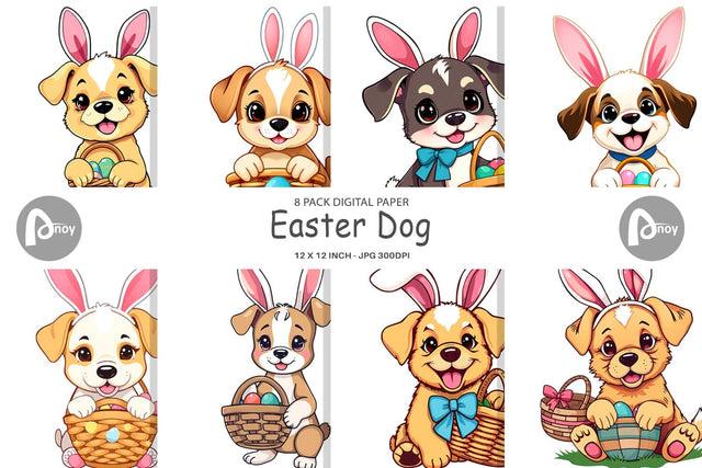 Digital Paper Easter Dog Digital Pattern artnoy 