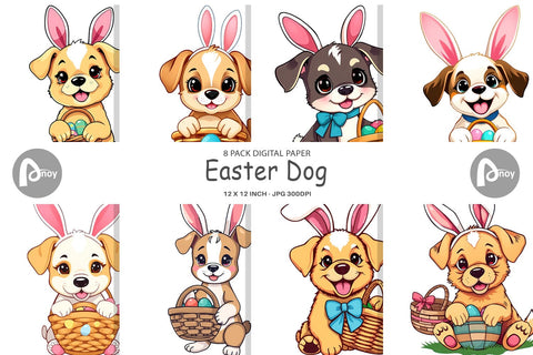 Digital Paper Easter Dog Digital Pattern artnoy 
