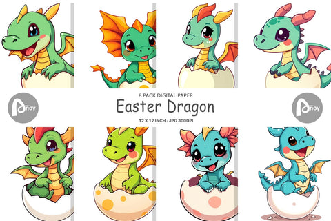 Digital Paper Easter Dragon Digital Pattern artnoy 