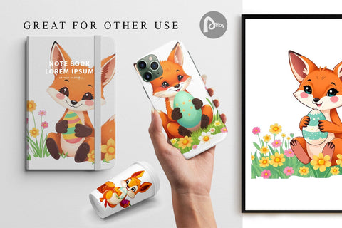 Digital Paper Easter Fox Digital Pattern artnoy 