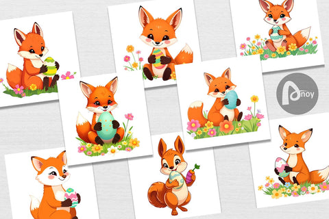 Digital Paper Easter Fox Digital Pattern artnoy 