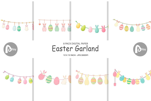 Digital Paper Easter Garland Digital Pattern artnoy 