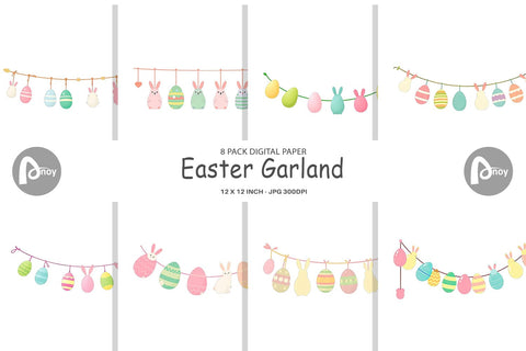 Digital Paper Easter Garland Digital Pattern artnoy 