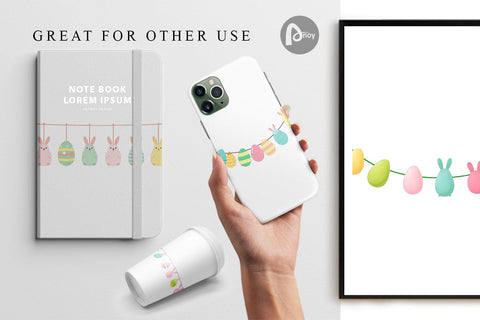 Digital Paper Easter Garland Digital Pattern artnoy 