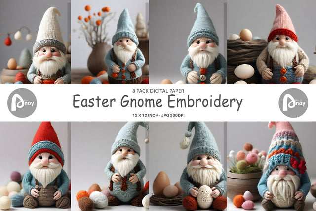 Digital Paper Easter Gnome Embroidery Digital Pattern artnoy 