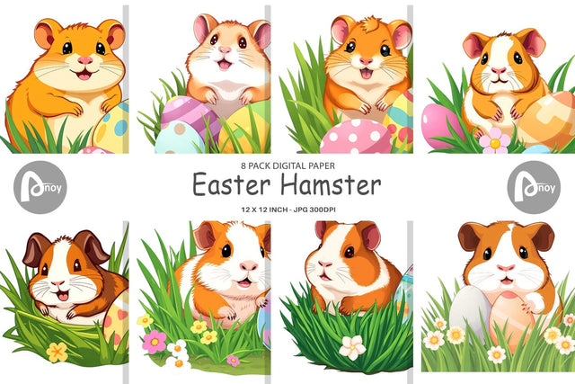 Digital Paper Easter Hamster Digital Pattern artnoy 