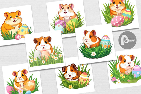 Digital Paper Easter Hamster Digital Pattern artnoy 