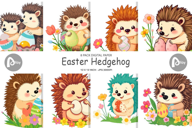 Digital Paper Easter Hedgehog Digital Pattern artnoy 