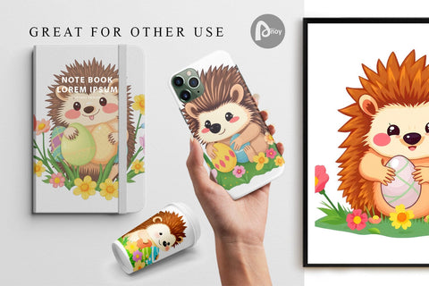 Digital Paper Easter Hedgehog Digital Pattern artnoy 